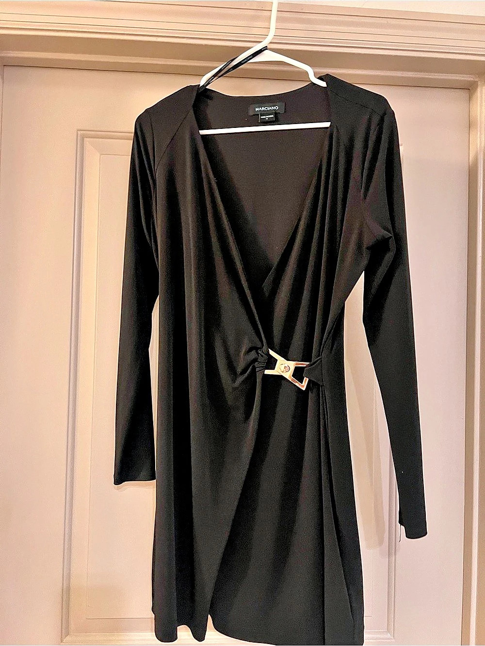 Marciano Black Long Sleeve Wrap Dress Size Medium